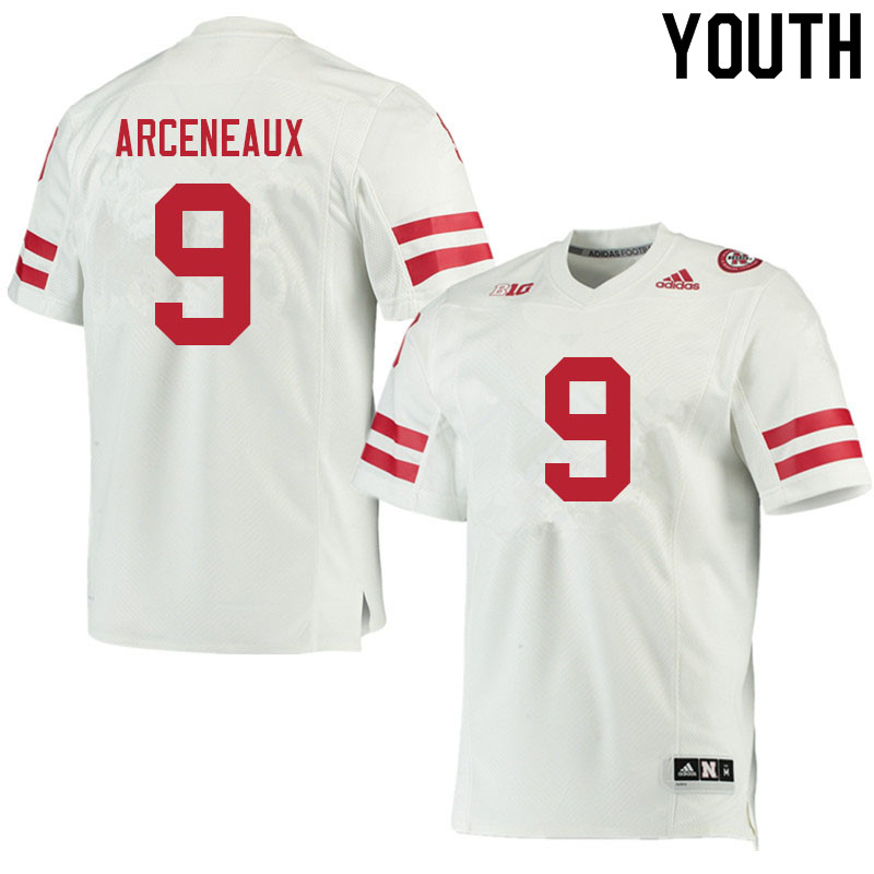 Youth #9 Spencer Arceneaux Nebraska Cornhuskers College Football Jerseys Sale-White - Click Image to Close